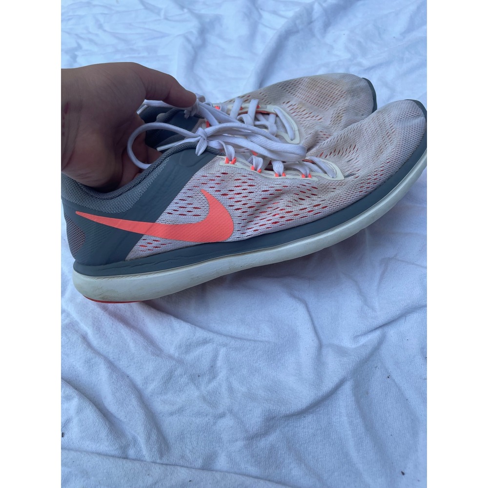 Nike Flex 2016 RN Running Shoes White Grey Bright Mango 830751-101 Mens 11